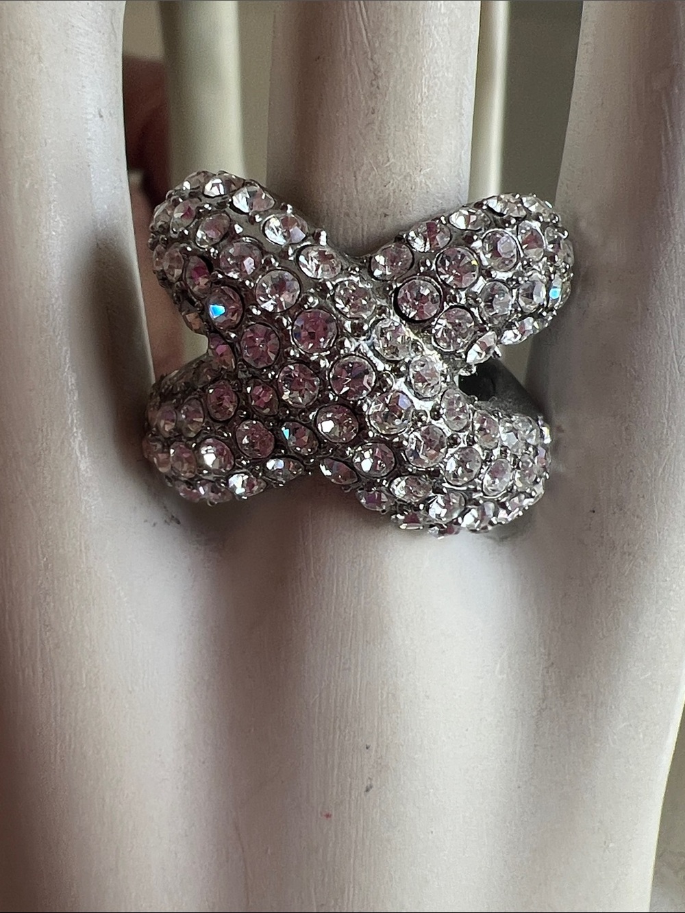 Sparkling Crystal Cross-Over Ring